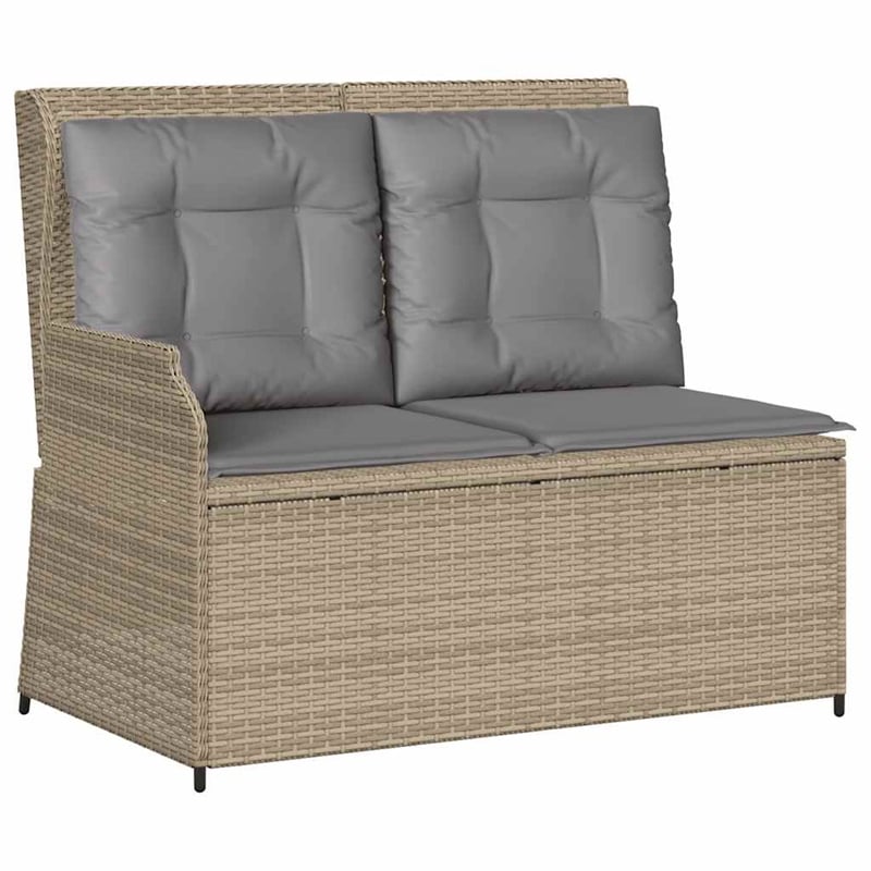 vidaXL 3 Piece Poly Rattan Small Lounge Set in Gray/Brown/Beige