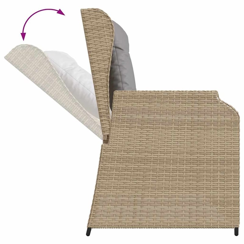 vidaXL 3 Piece Poly Rattan Small Lounge Set in Gray/Brown/Beige