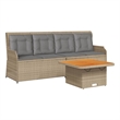 vidaXL 3 Piece Poly Rattan Small Lounge Set in Gray/Brown/Beige