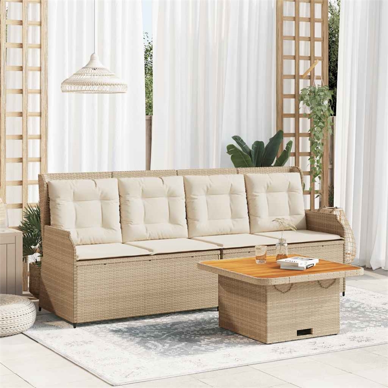 vidaXL 3 Piece Solid Acacia Wood Lounge Set in Beige