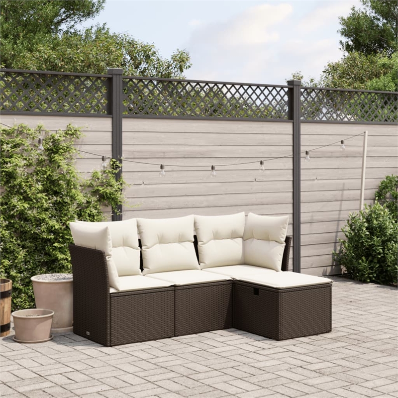 vidaXL 4 Piece Steel Sofa Set in Brown