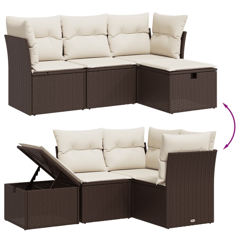 vidaXL 4 Piece Steel Sofa Set in Brown