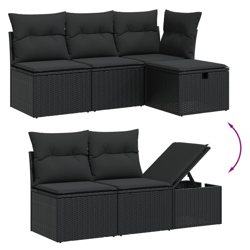vidaXL Poly Rattan Sofa Set in Black