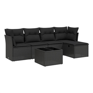 vidaXL Poly Rattan Sofa Set in Black