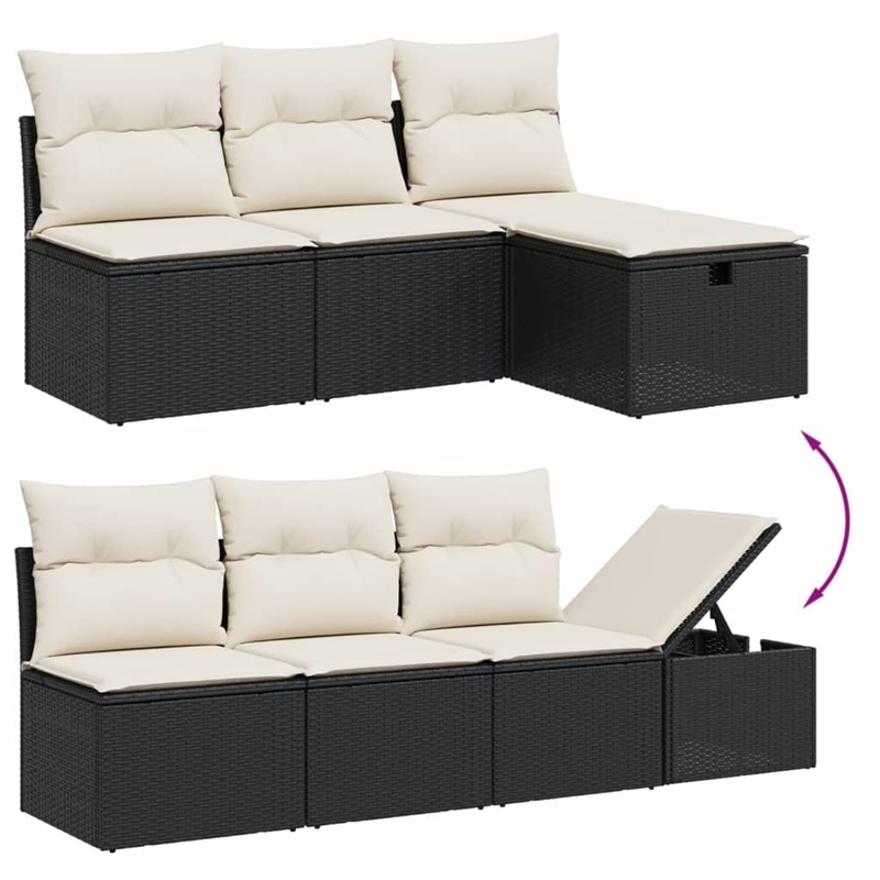 vidaXL 7 Piece Poly Rattan Sofa Set in Black