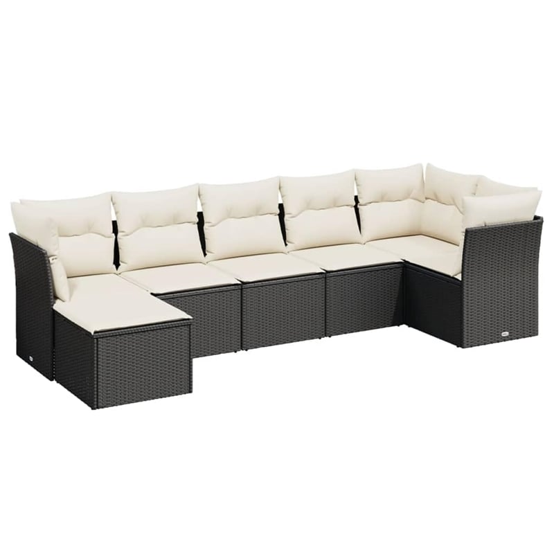vidaXL 7 Piece Poly Rattan Sofa Set in Black