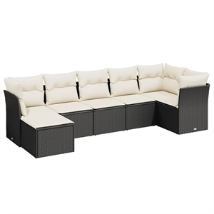 vidaXL 7 Piece Poly Rattan Sofa Set in Black