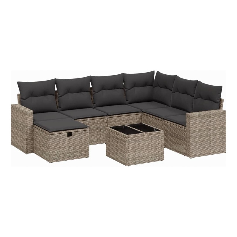 vidaXL Poly Rattan Large Sofa Set in Gray