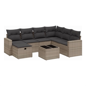 vidaXL Poly Rattan Large Sofa Set in Gray