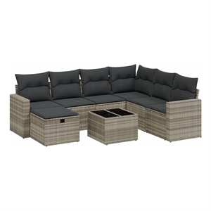 vidaXL 8 Piece Poly Rattan Sofa Set in Gray