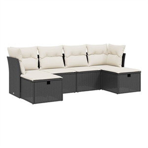vidaXL 6 Piece Poly Rattan Large Sofa Set in Black