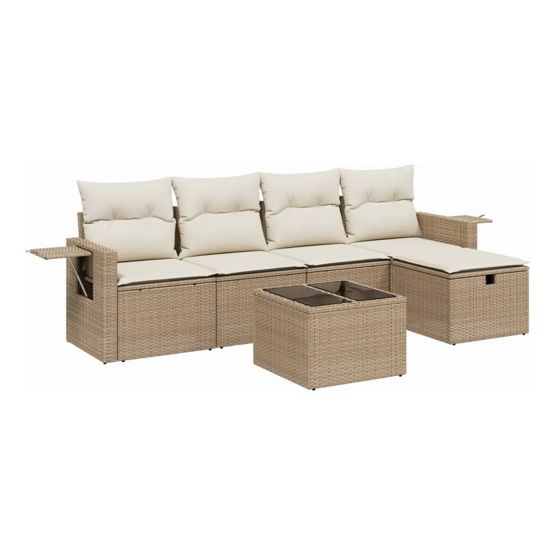 vidaXL 6 Piece Sofa Set in Black/Beige