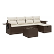 vidaXL Steel Sofa Set in White/Brown/Cream