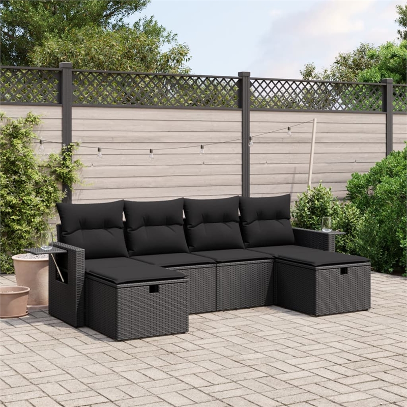 vidaXL 6 Piece Steel Sofa Set in Black
