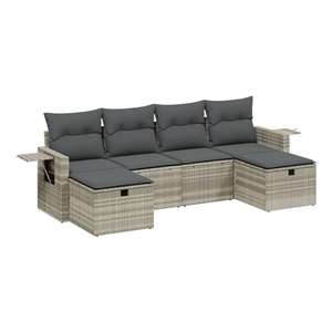 vidaXL 6 Piece Poly Rattan Sofa Set in Gray