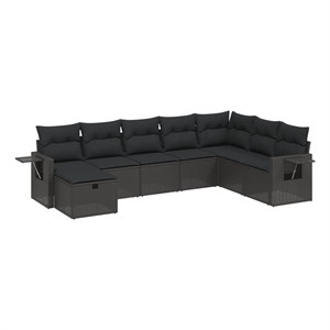vidaXL 8 Piece Poly Rattan Small Sofa Set in Black
