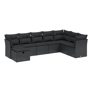 vidaXL 8 Piece Poly Rattan Sofa Set in Black
