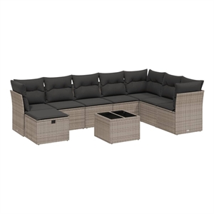 vidaXL 9 Piece Poly Rattan Sofa Set in Gray