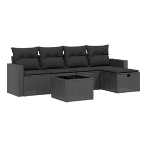 vidaXL 6 Piece Poly Rattan Sofa Set in Black