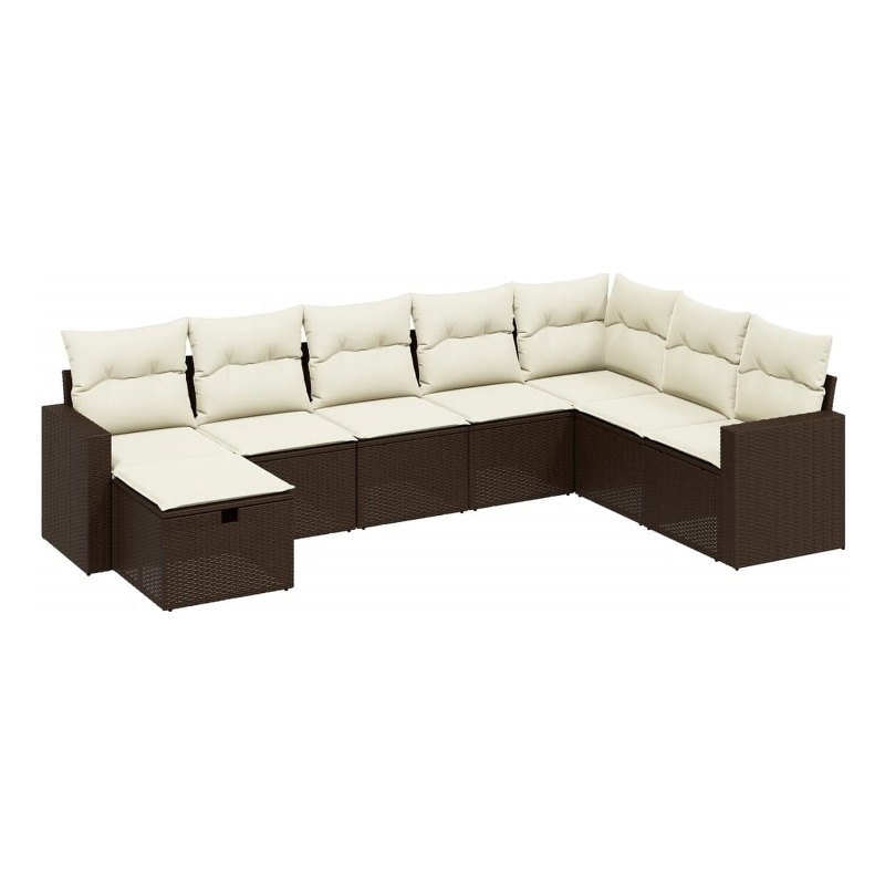 vidaXL Poly Rattan Large Sofa Set in Brown