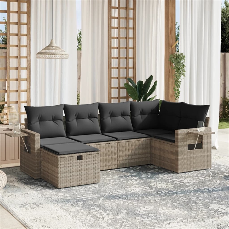 vidaXL Poly Rattan Sofa Set in Gray