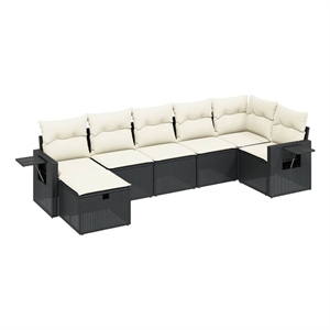 vidaXL 7 Piece Poly Rattan Large Sofa Set in Black