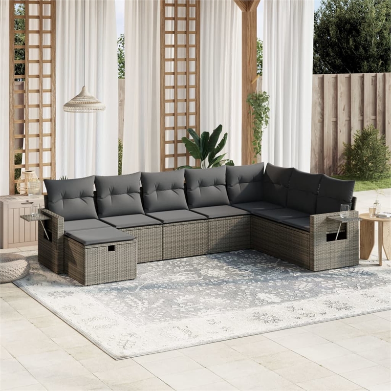 vidaXL Poly Rattan Large Sofa Set in Gray