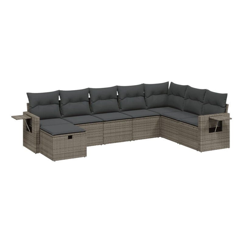 vidaXL Poly Rattan Large Sofa Set in Gray