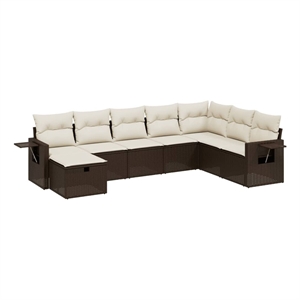 vidaXL 8 Piece Poly Rattan Large Sofa Set in Brown