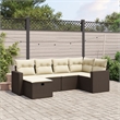 vidaXL 6 Piece Steel Large Sofa Set in Brown