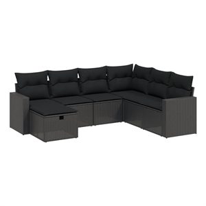 vidaXL 7 Piece Poly Rattan Sofa Set in Black