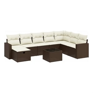 vidaXL 9 Piece Poly Rattan Sofa Set in Brown