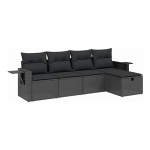 vidaXL 5 Piece Poly Rattan Small Sofa Set in Black