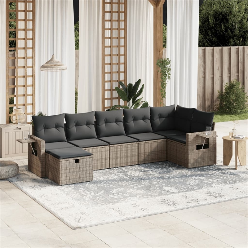 vidaXL Poly Rattan Large Sofa Set in Gray