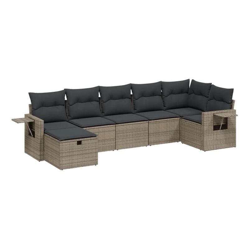 vidaXL Poly Rattan Large Sofa Set in Gray
