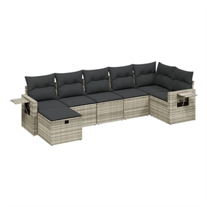 vidaXL 7 Piece Poly Rattan Large Sofa Set in Gray
