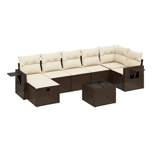 vidaXL 8 Piece Poly Rattan Large Sofa Set in Brown