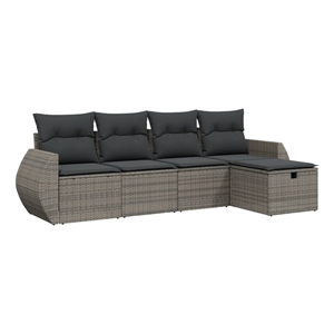 vidaXL 5 Piece Poly Rattan Large Sofa Set in Gray