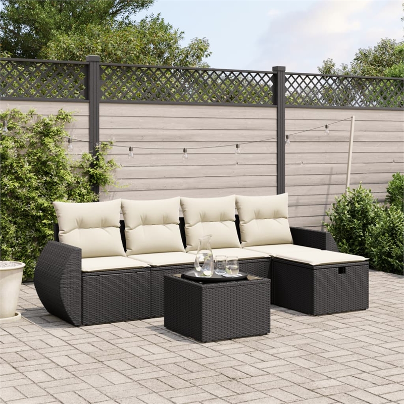 vidaXL Poly Rattan Large Sofa Set in Black