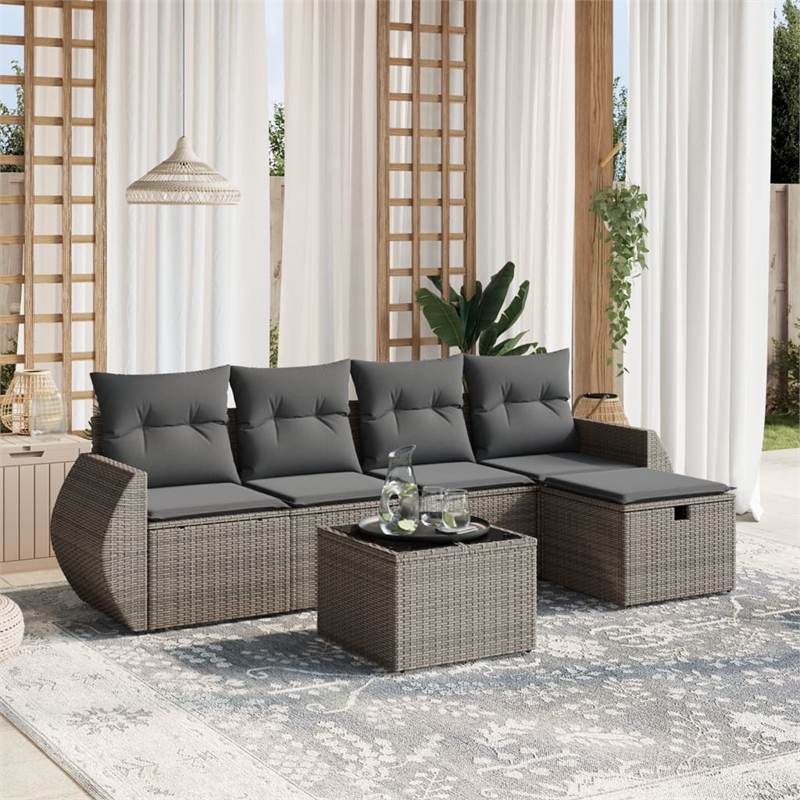 vidaXL Poly Rattan Sofa Set in Gray