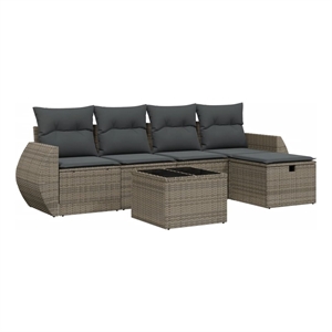 vidaXL Poly Rattan Sofa Set in Gray