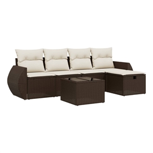 vidaXL 6 Piece Poly Rattan Sofa Set in Brown