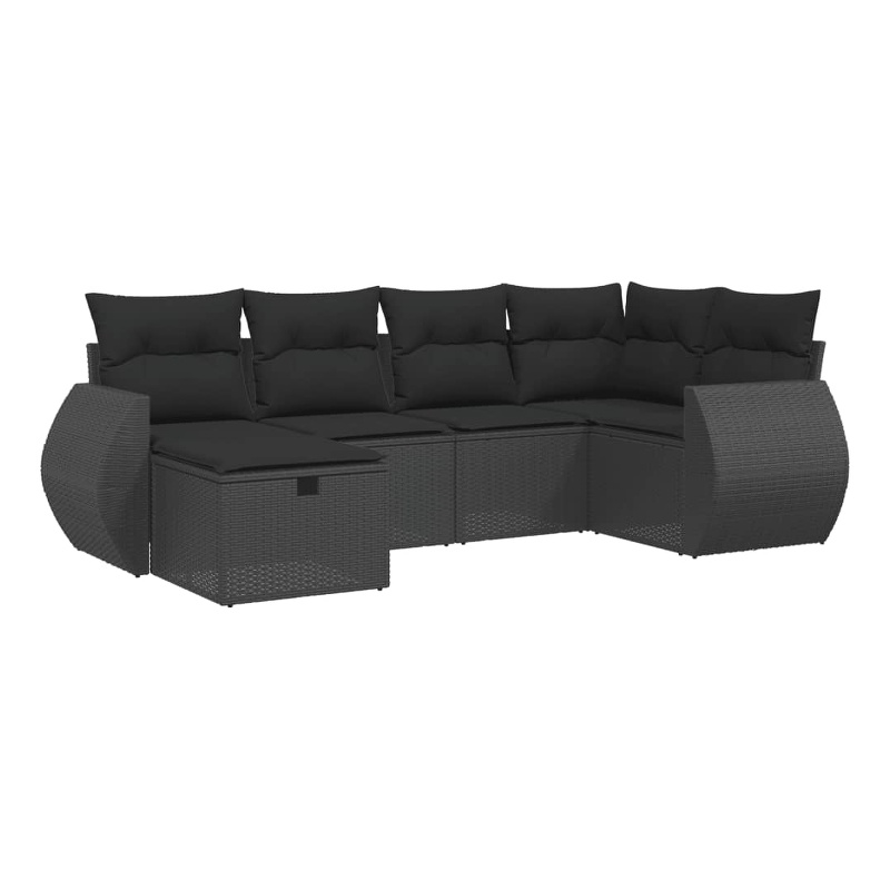 vidaXL 6 Piece Steel Small Sofa Set in Black