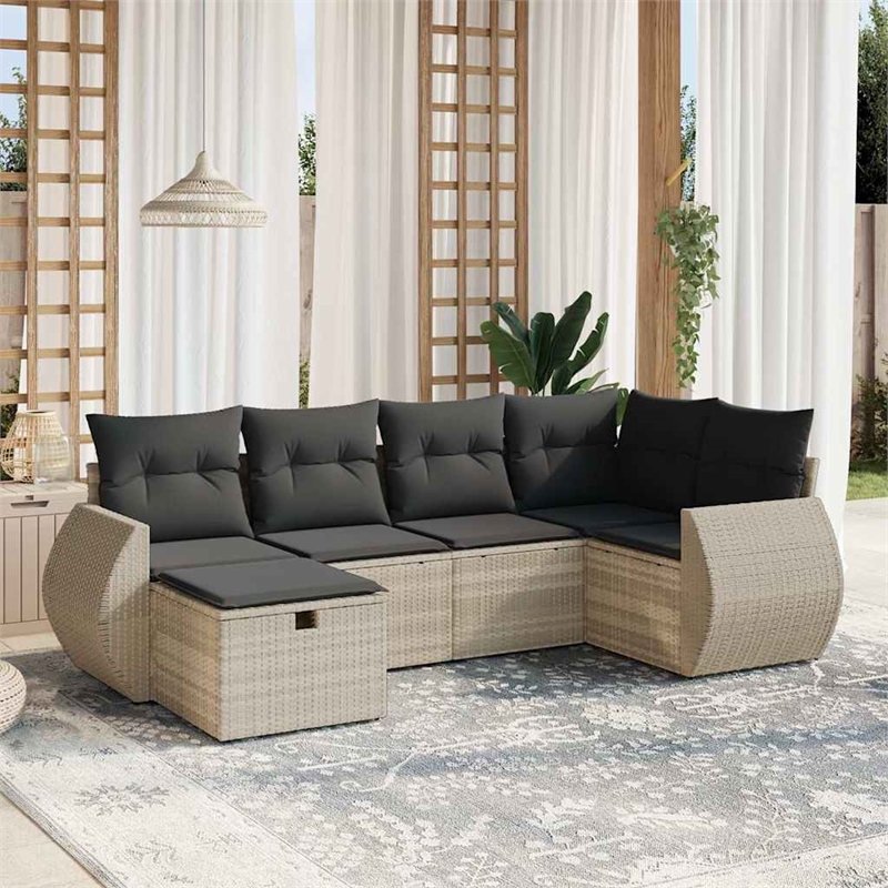 vidaXL Poly Rattan Small Sofa Set in Gray