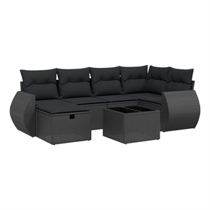 vidaXL 7 Piece Poly Rattan Sofa Set in Black