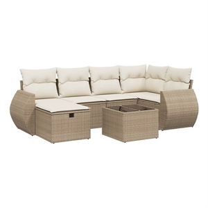 vidaXL Poly Rattan Large Sofa Set in Beige
