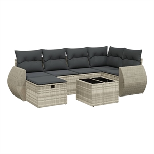 vidaXL 7 Piece Poly Rattan Large Sofa Set in Gray