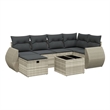 vidaXL 7 Piece Poly Rattan Large Sofa Set in Gray