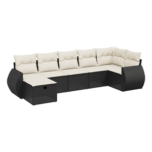 vidaXL Poly Rattan Small Sofa Set w/ Removable Covers in Black