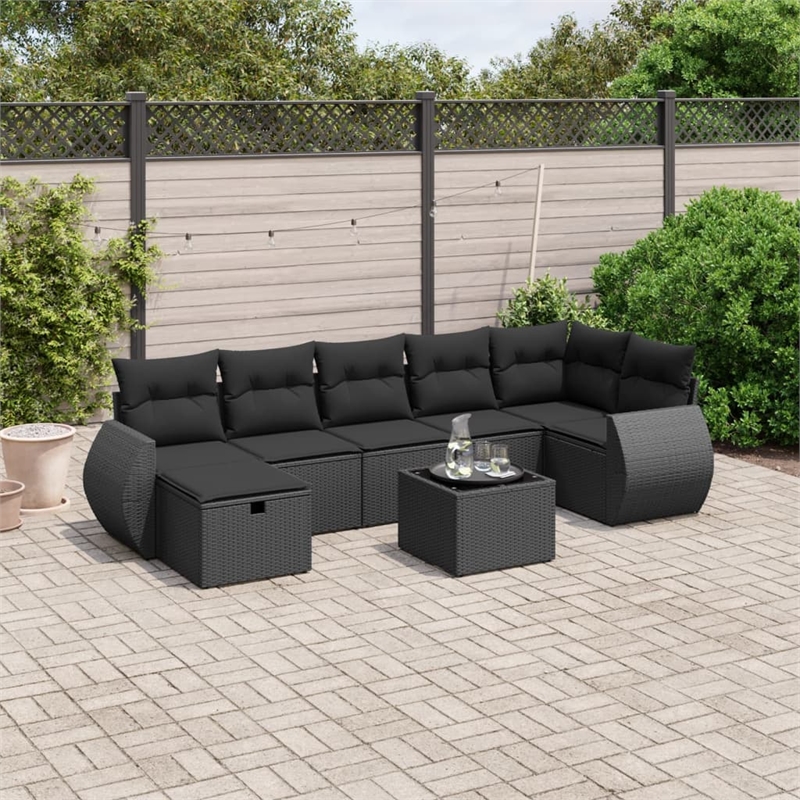 vidaXL 8 Piece Poly Rattan Sofa Set in Black